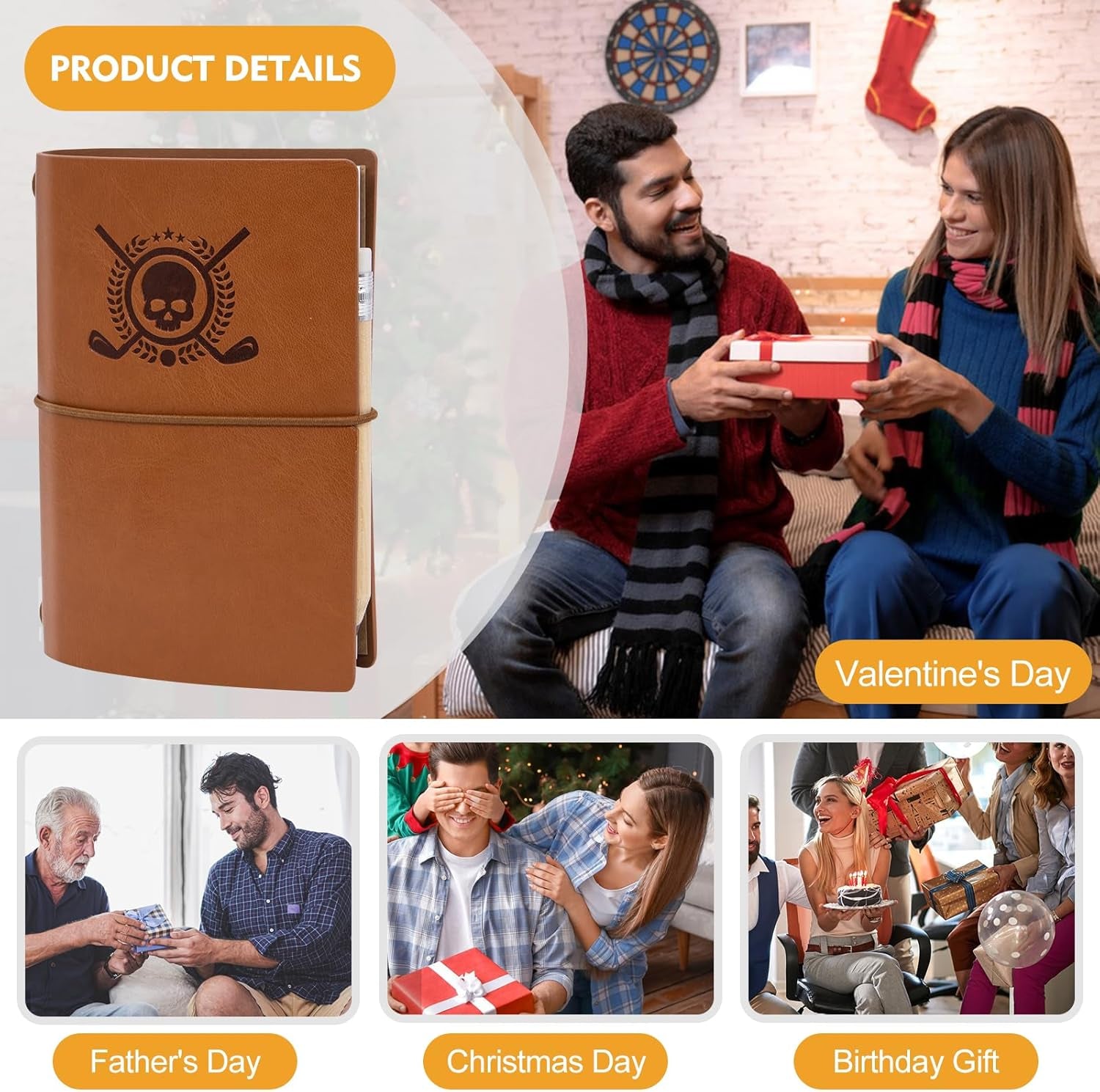 Golf Scorecard Book Leather Golf Journal Notebook with Golf Pencil Golf Yardage