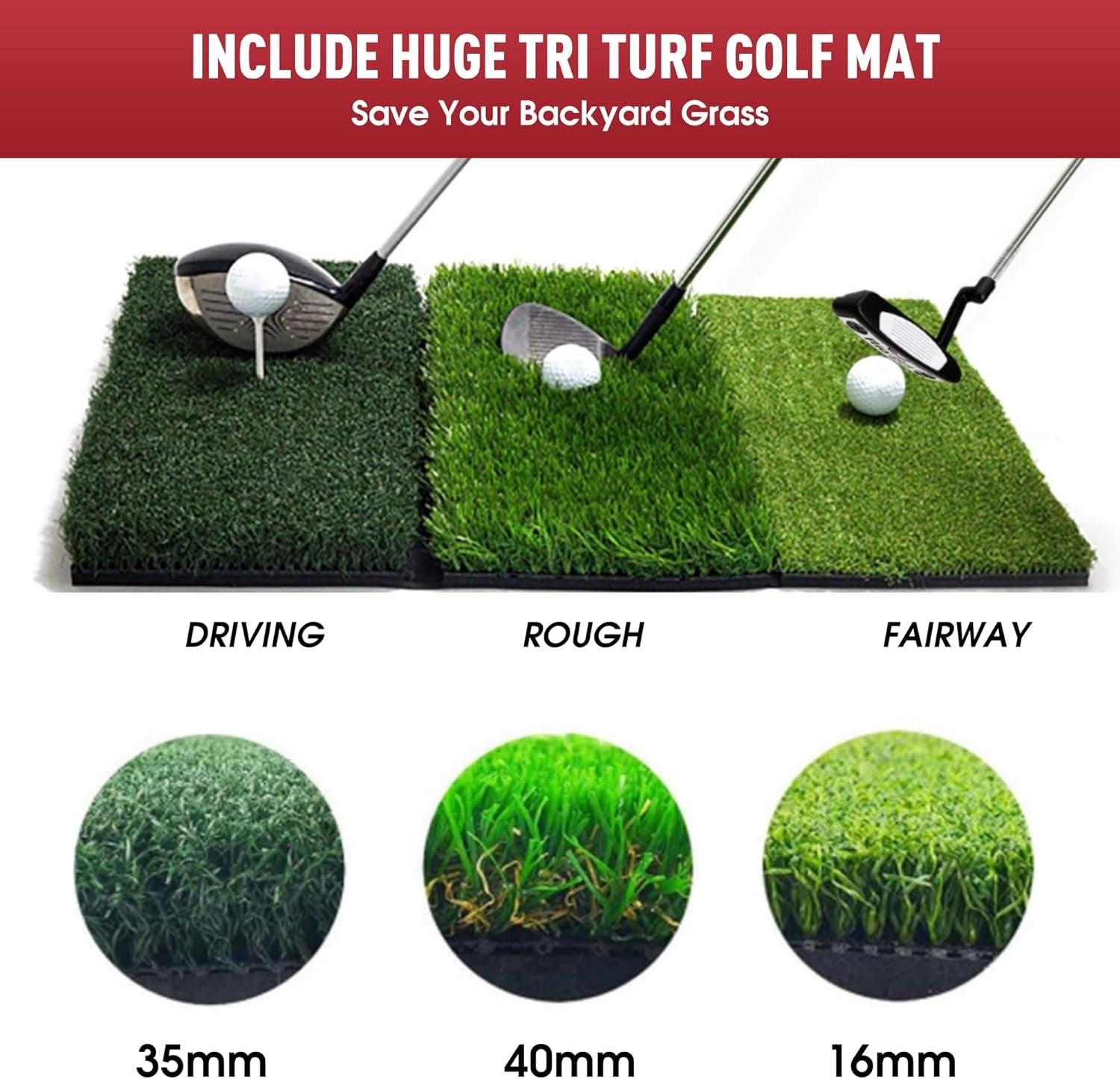 Golf Practice Net - Heavy Duty Driving Range Net with High Impact Chipping Target, Include Carry Bag and Golf Balls for Indoor Outdoor