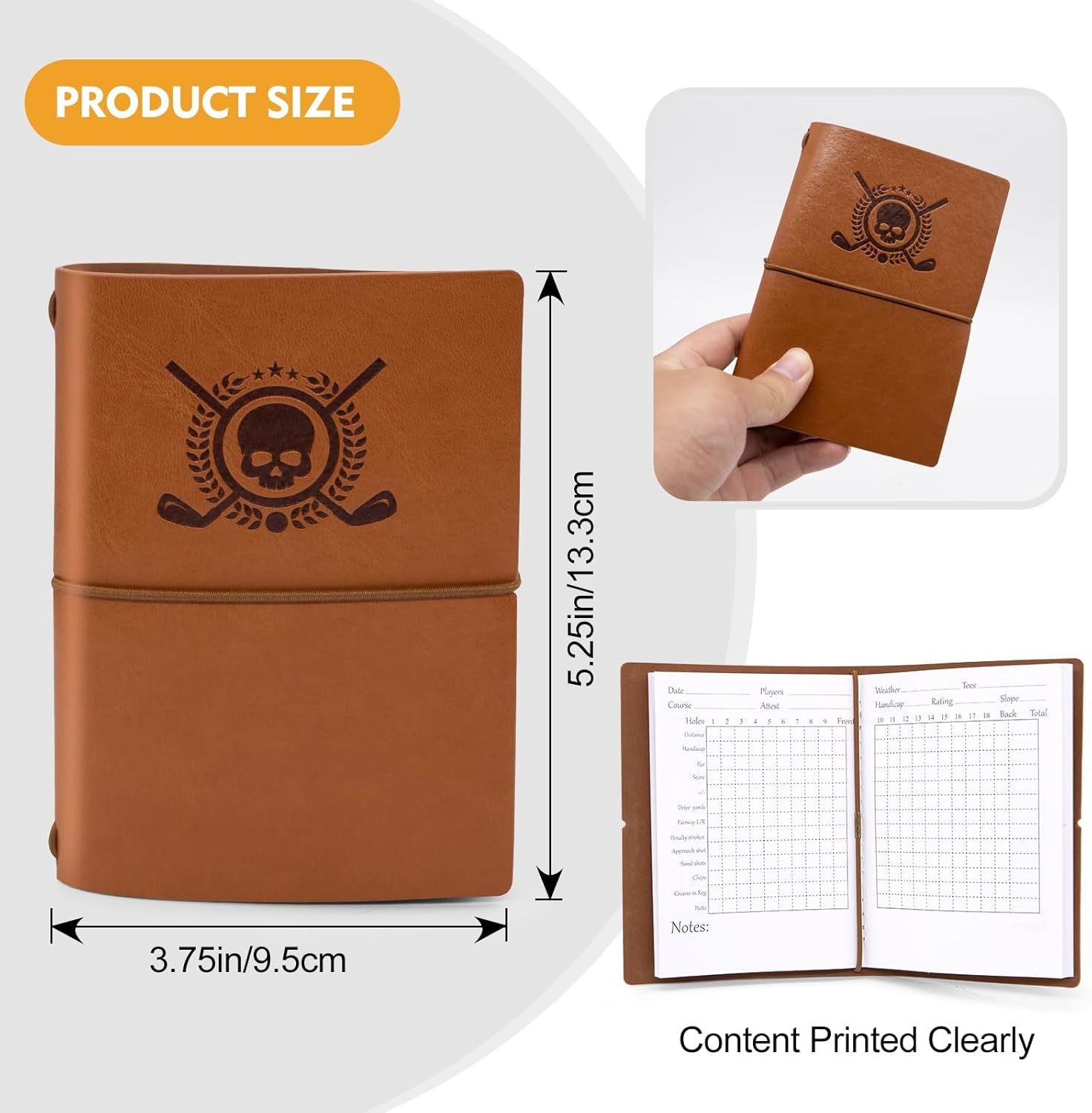 Golf Scorecard Book Leather Golf Journal Notebook with Golf Pencil Golf Yardage