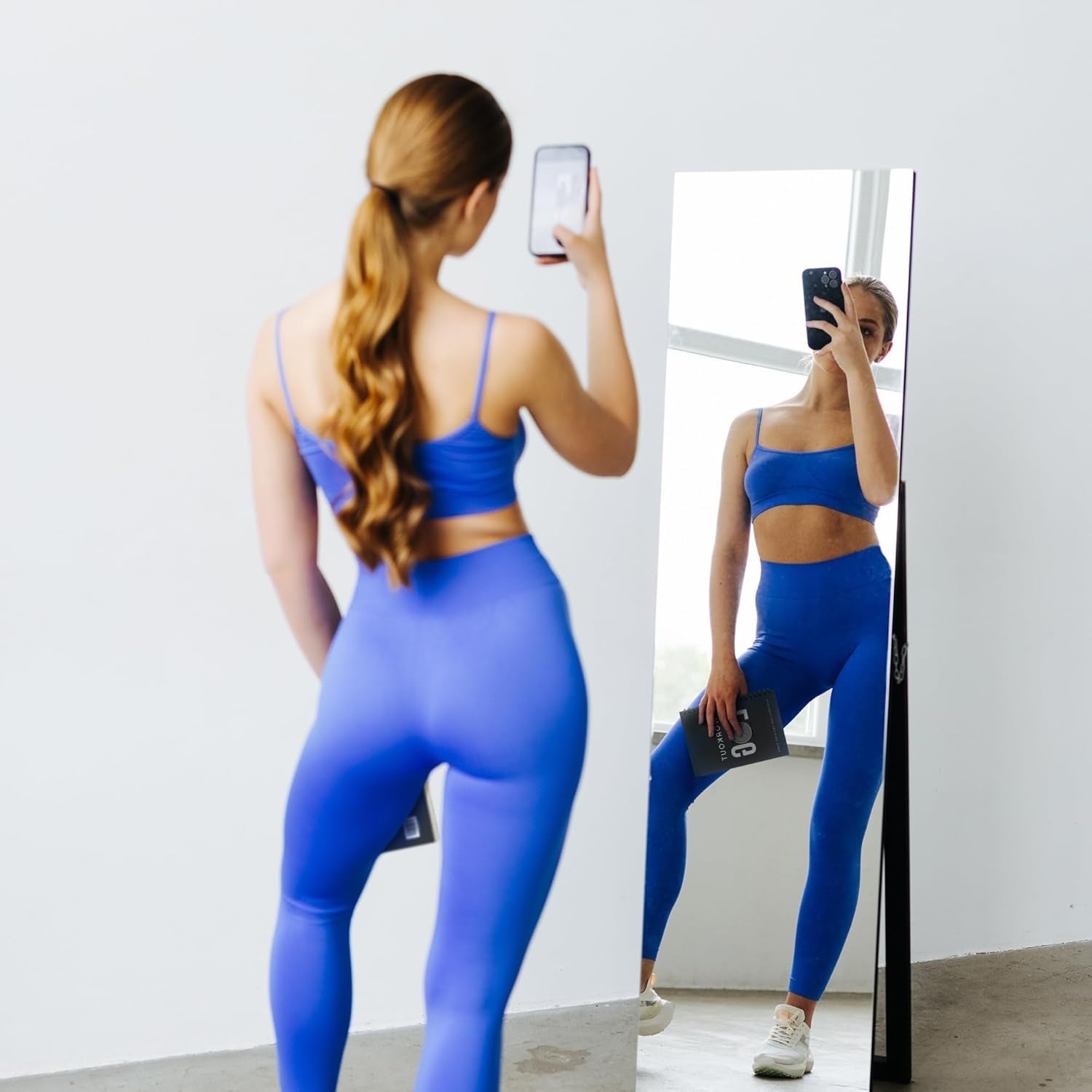 Daily Fitness Tracker and Goal Setting Planner - A5 Size (6” x 8”), Charcoal Gray - Personal Home and Gym Training Journal for Men and Women