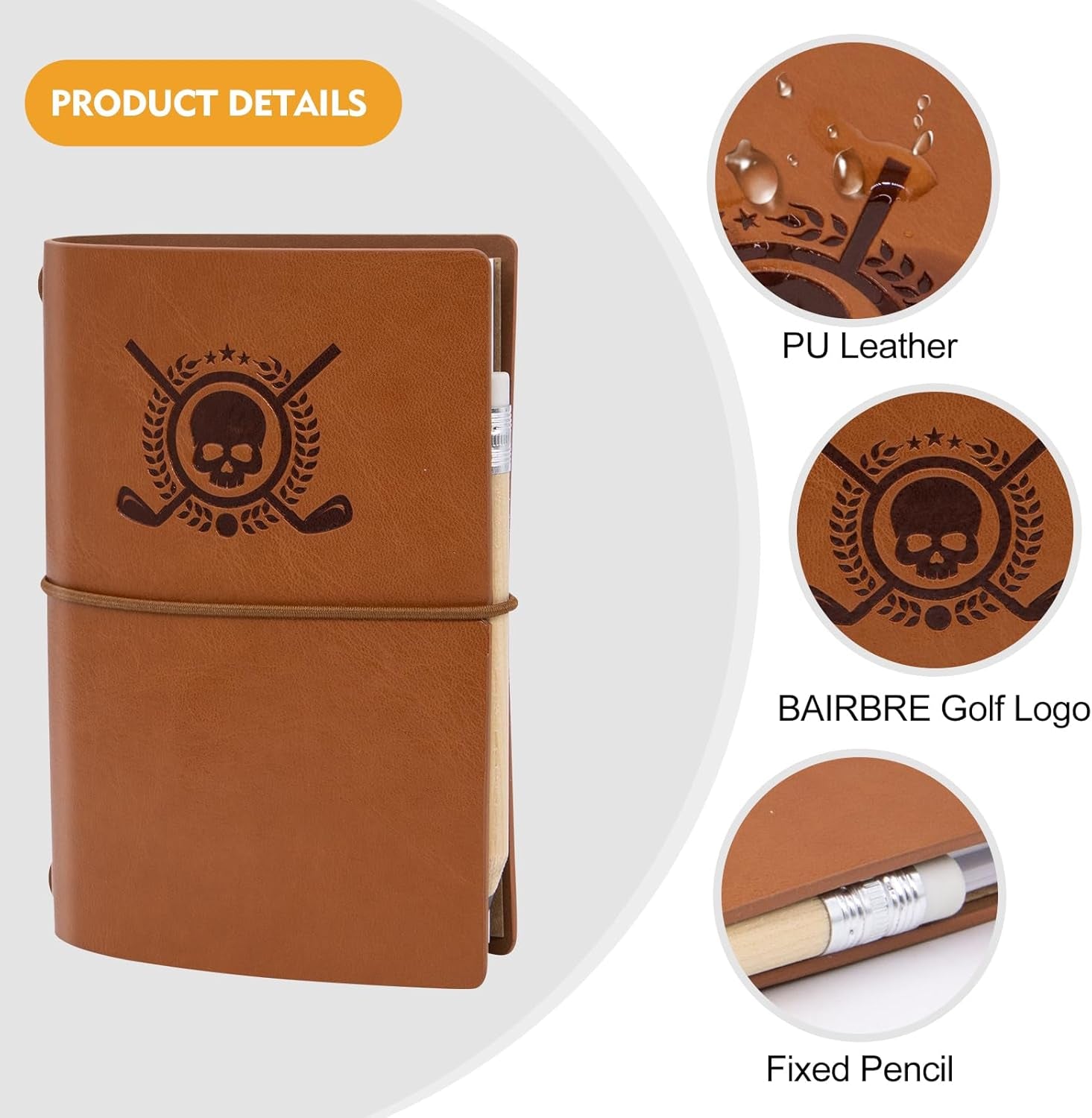 Golf Scorecard Book Leather Golf Journal Notebook with Golf Pencil Golf Yardage