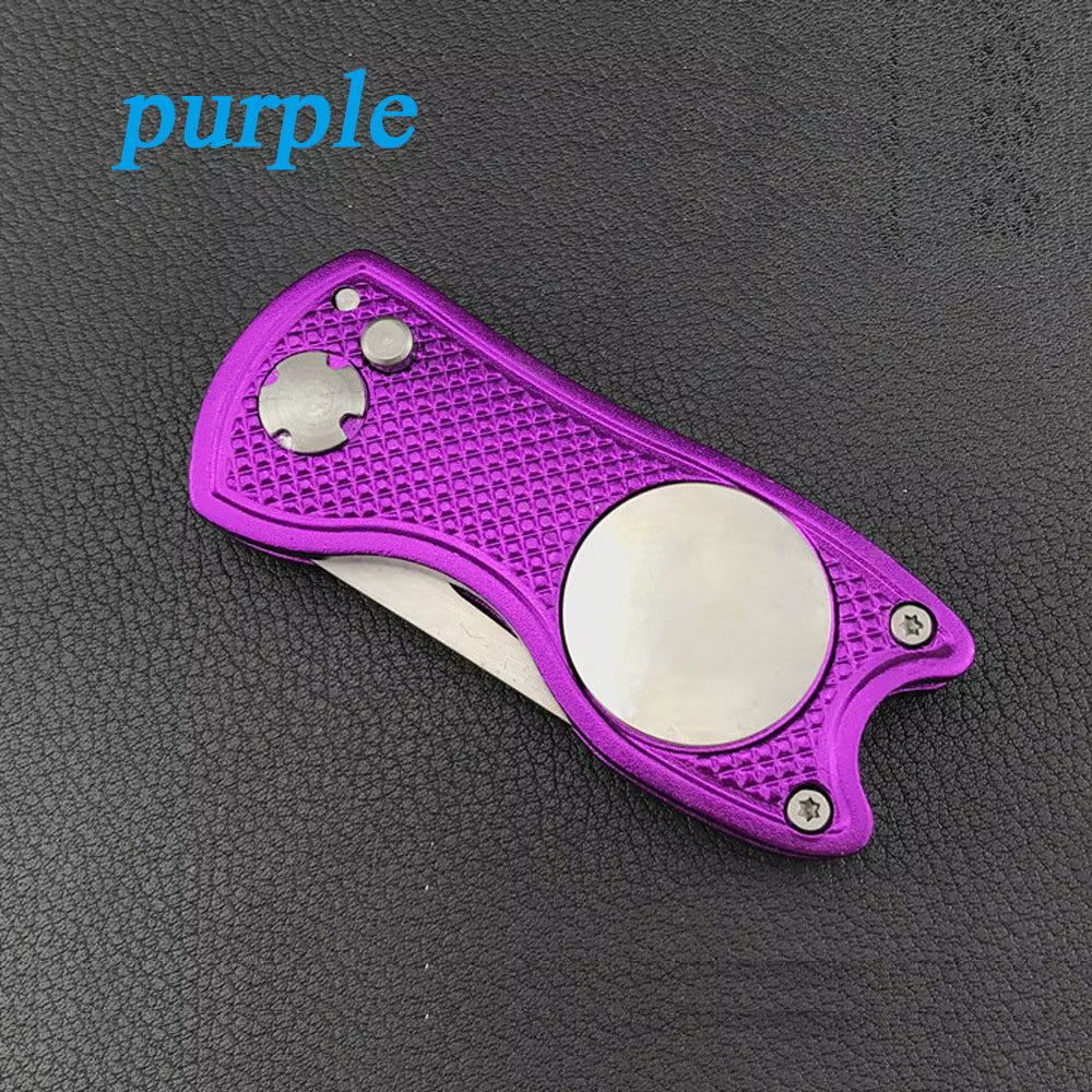 Stainless Steel Golf Divot Repair Switchblade Tool Pitch Groove Cleaner Magnetic Golf Pitchfork Putting Green Fork Golf Training