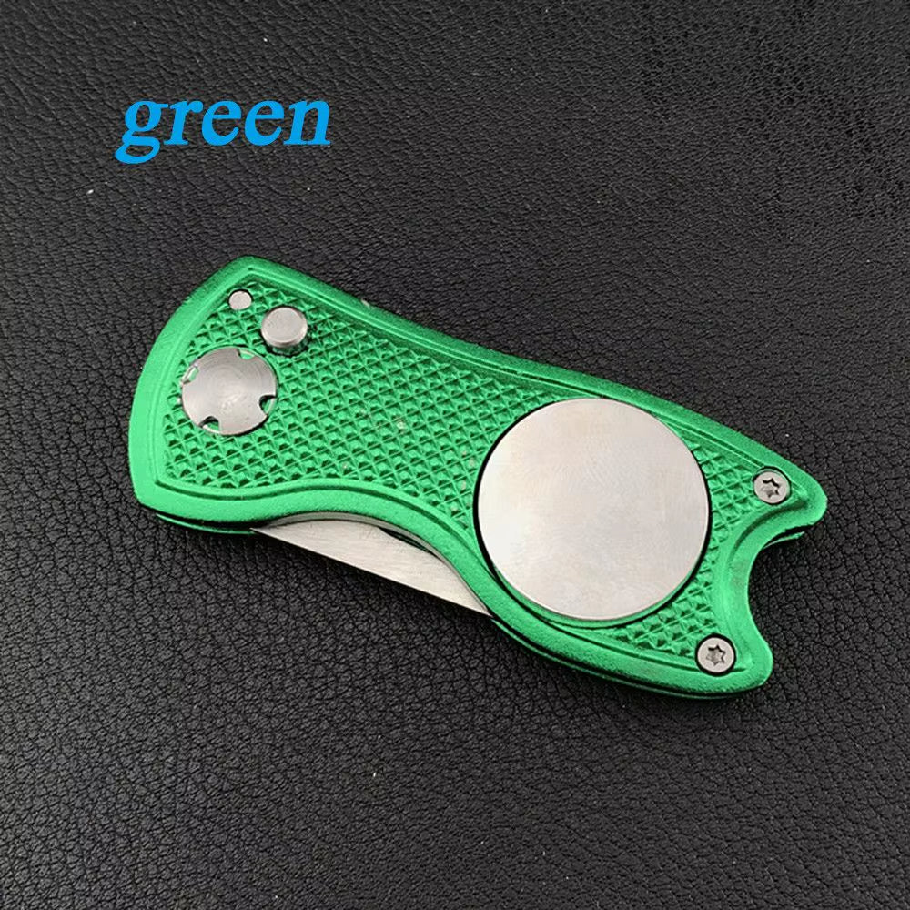 Stainless Steel Golf Divot Repair Switchblade Tool Pitch Groove Cleaner Magnetic Golf Pitchfork Putting Green Fork Golf Training