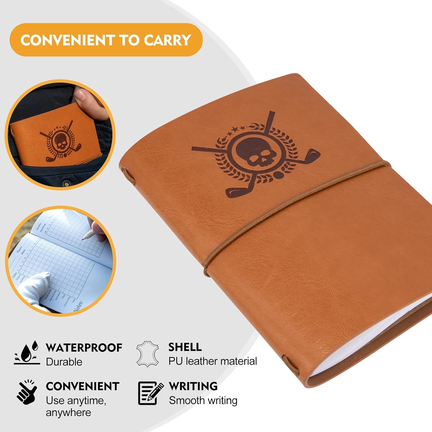 Golf Scorecard Book Leather Golf Journal Notebook with Golf Pencil Golf Yardage