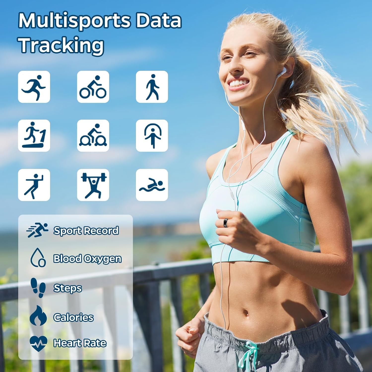 Smart Health Tracking Ring with Sleep Monitoring, Heart Rate Measurement, and Activity Tracking Features, Waterproof Design, Air Gesture Control, Up to 7-Day Battery Life, Compatible with iOS and Android (Black, Size #10)