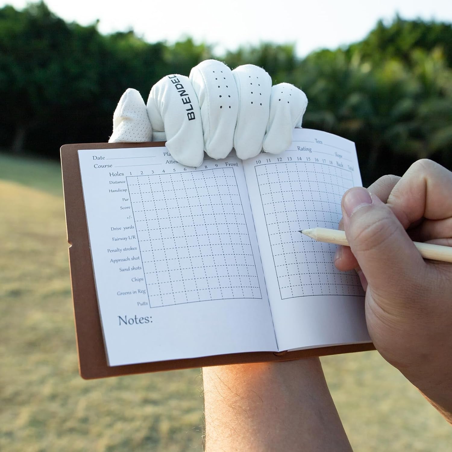 Golf Scorecard Book Leather Golf Journal Notebook with Golf Pencil Golf Yardage