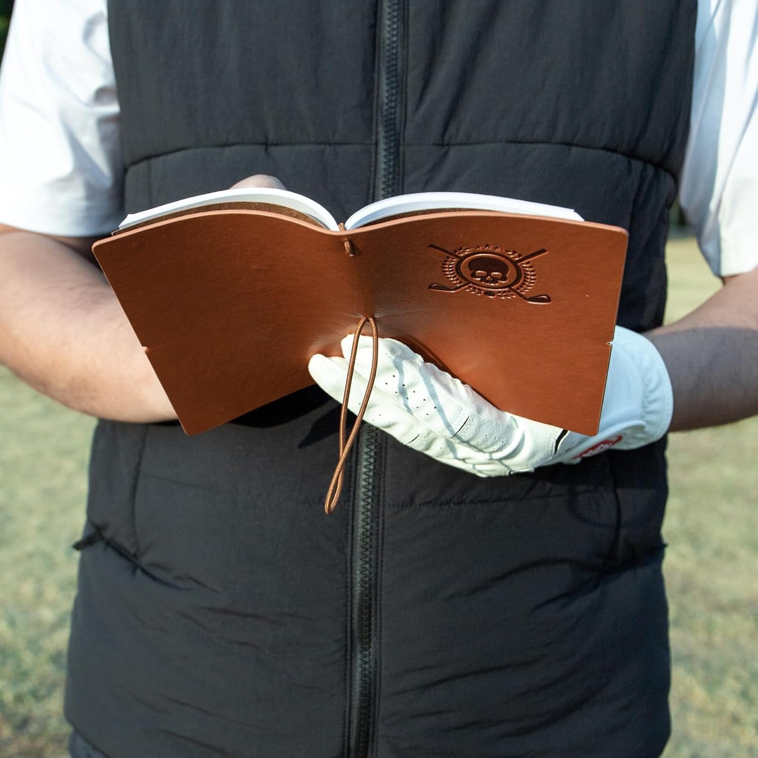 Golf Scorecard Book Leather Golf Journal Notebook with Golf Pencil Golf Yardage