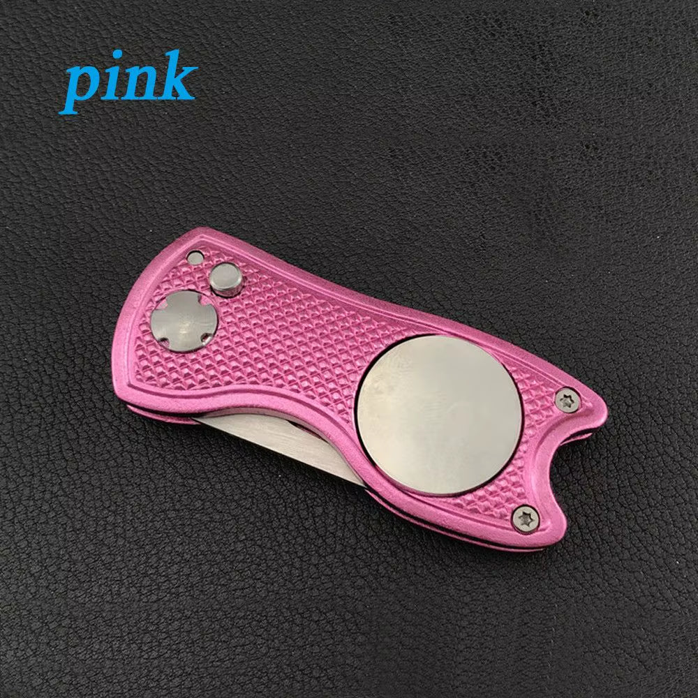 Stainless Steel Golf Divot Repair Switchblade Tool Pitch Groove Cleaner Magnetic Golf Pitchfork Putting Green Fork Golf Training