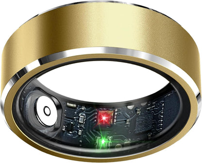 Smart Health Monitoring Ring with Sleep and Heart Rate Tracking, Waterproof Fitness Tracker for Activity, Steps, Distance, and Calories, Air Gesture Control, Up to 7-Day Battery Life, Compatible with iOS and Android (Light Gold, Size #12)