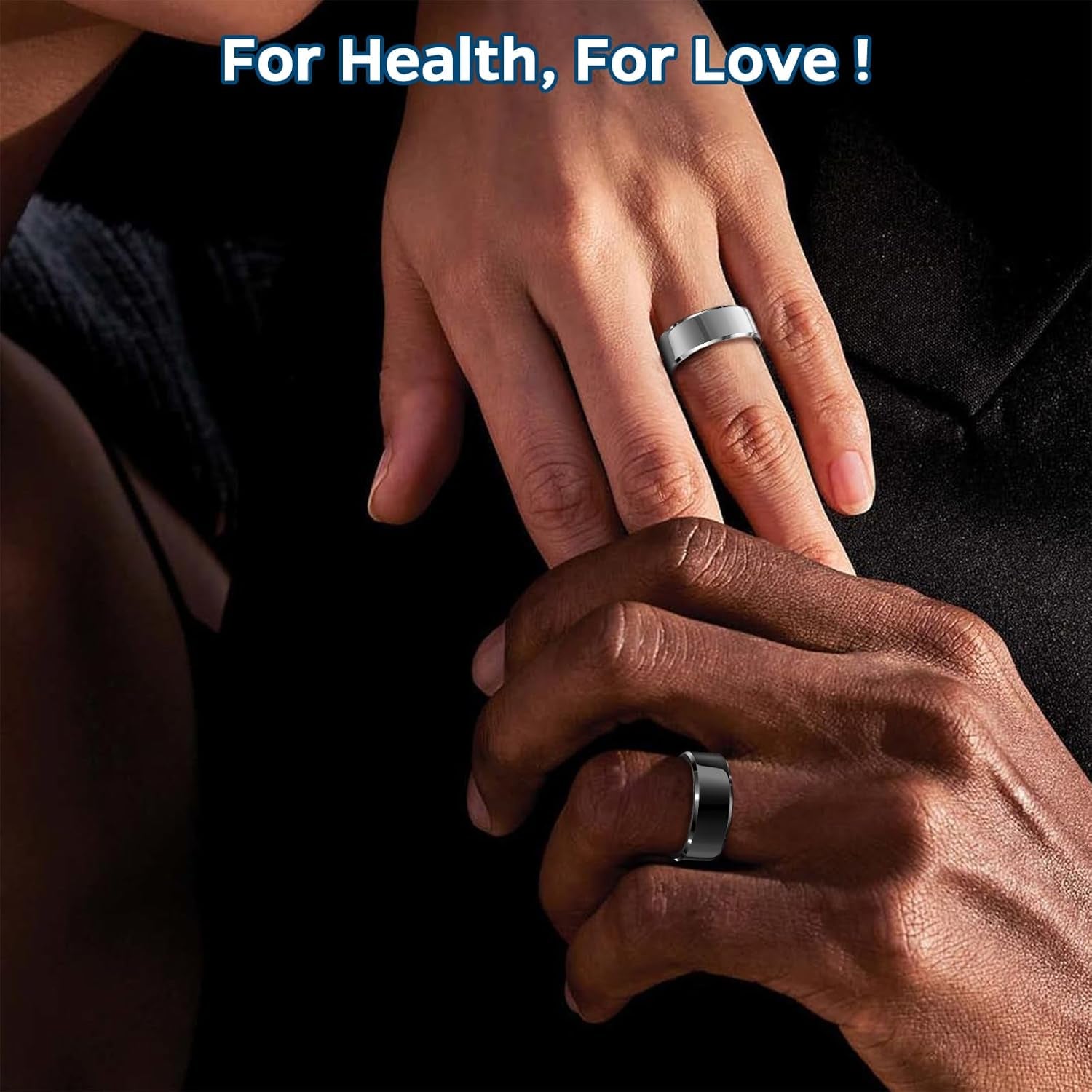 Smart Health Tracking Ring with Sleep Monitoring, Heart Rate Measurement, and Activity Tracking Features, Waterproof Design, Air Gesture Control, Up to 7-Day Battery Life, Compatible with iOS and Android (Black, Size #10)