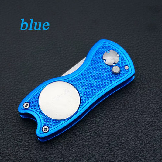 Stainless Steel Golf Divot Repair Switchblade Tool Pitch Groove Cleaner Magnetic Golf Pitchfork Putting Green Fork Golf Training
