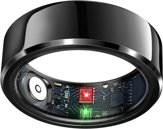 Smart Health Tracking Ring with Sleep Monitoring, Heart Rate Measurement, and Activity Tracking Features, Waterproof Design, Air Gesture Control, Up to 7-Day Battery Life, Compatible with iOS and Android (Black, Size #10)